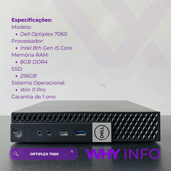 Desktop Mini Dell Optiplex 7060 I5 8500T 8gb Ssd 256gb - Imagem 3