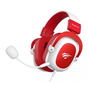 Fone de Ouvido Gamer Havit HV-H2002d com Microfone BRANCO COM VERMELHO