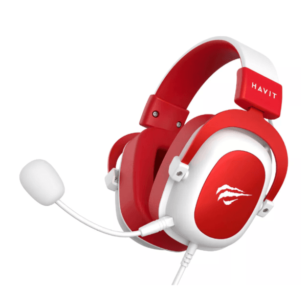 Fone de Ouvido Gamer Havit HV-H2002d com Microfone BRANCO COM VERMELHO