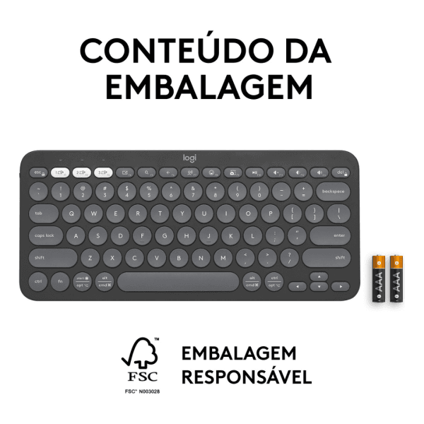 Teclado sem fio Logitech Pebble Keys 2 K380s Bluetooth Grafite - Imagem 2