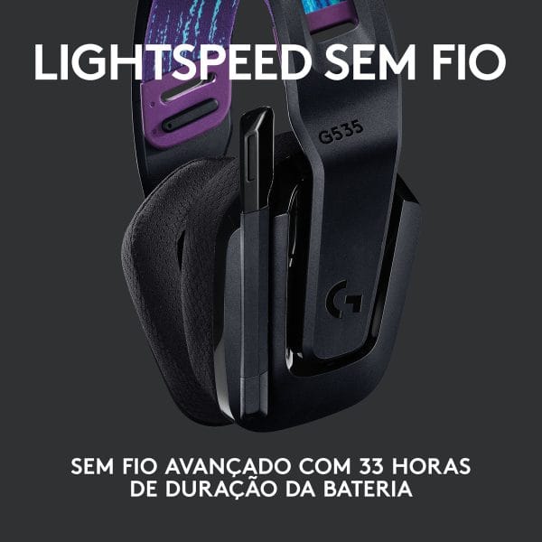 Headset Gamer Sem Fio Logitech G535 LIGHTSPEED PRETO - Imagem 3