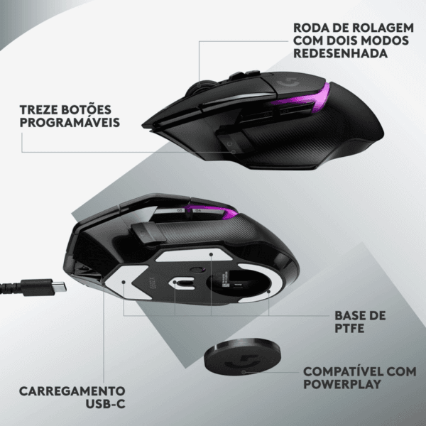 Mouse Gamer Sem Fio Logitech G502 X PLUS LIGHTSPEED RGB LIGHTSYNC - Imagem 6