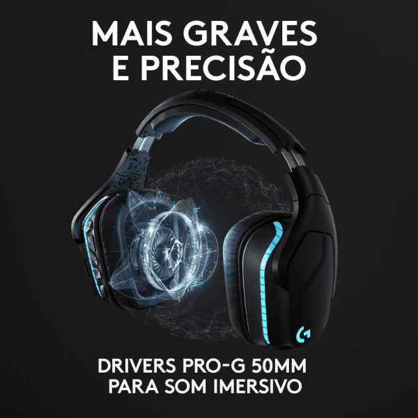 Headset Logitech G935 Gaming Wireless 7.1 LIGHTSYNC Preto - Imagem 6