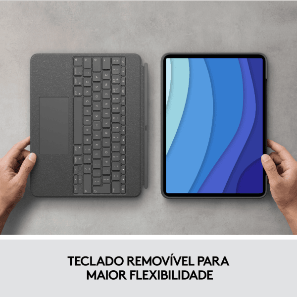 Capa, Teclado Logitech Combo Touch para iPad Pro 12.9" (5ª e 6ª Gerações), Retroiluminado - Cinza - Imagem 5