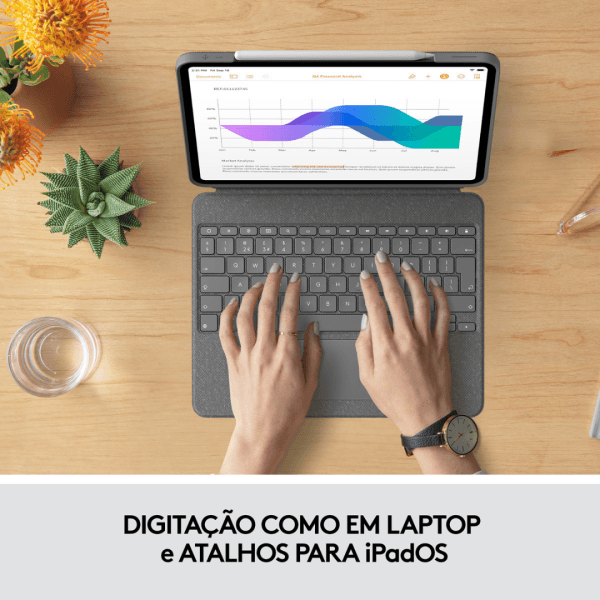 Capa, Teclado Logitech Combo Touch para iPad Pro 12.9" (5ª e 6ª Gerações), Retroiluminado - Cinza - Imagem 6