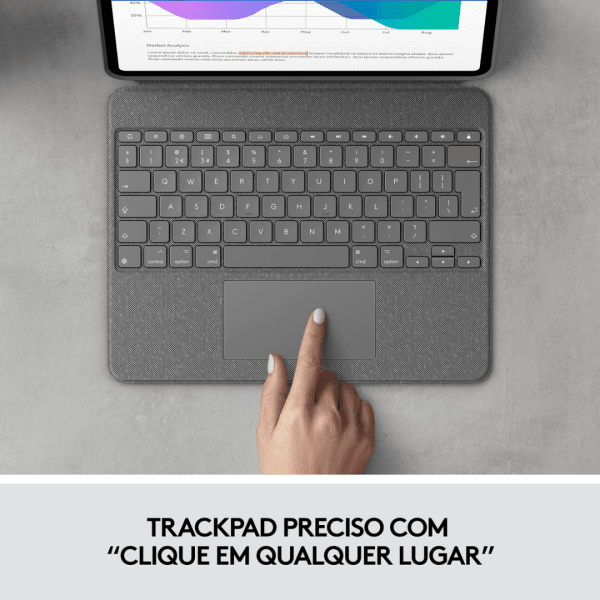 Capa, Teclado Logitech Combo Touch para iPad Pro 12.9" (5ª e 6ª Gerações), Retroiluminado - Cinza - Imagem 7