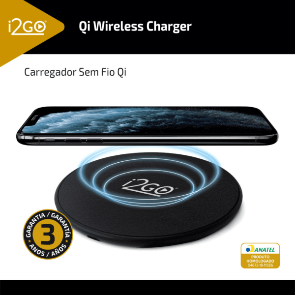 Carregador Sem Fio Fast Charge I2GO 10W Chumbo - I2GO PRO Preto - Imagem 4