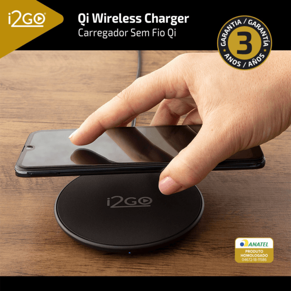 Carregador Sem Fio Fast Charge I2GO 10W Chumbo - I2GO PRO Preto - Imagem 2