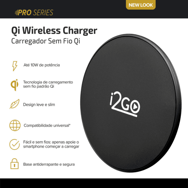 Carregador Sem Fio Fast Charge I2GO 10W Chumbo - I2GO PRO Preto - Imagem 6