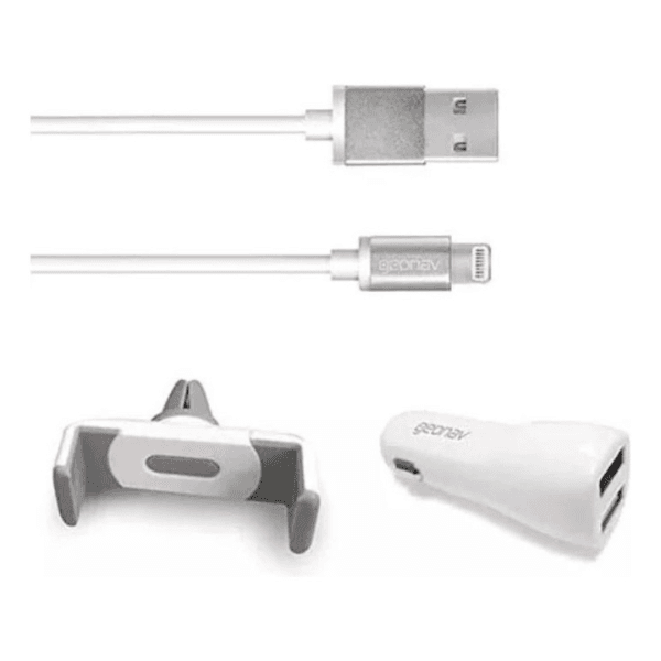 Kit 3 em 1 veicular para iPhone Apple - Ligh31 Geonav