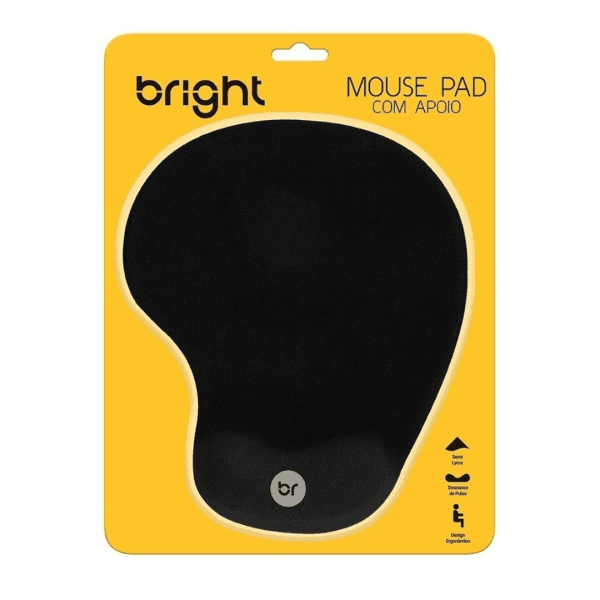 Mouse Pad Espuma Bright Ergonômico Com Apoio Alta Qualidade Cor Preto - Imagem 4