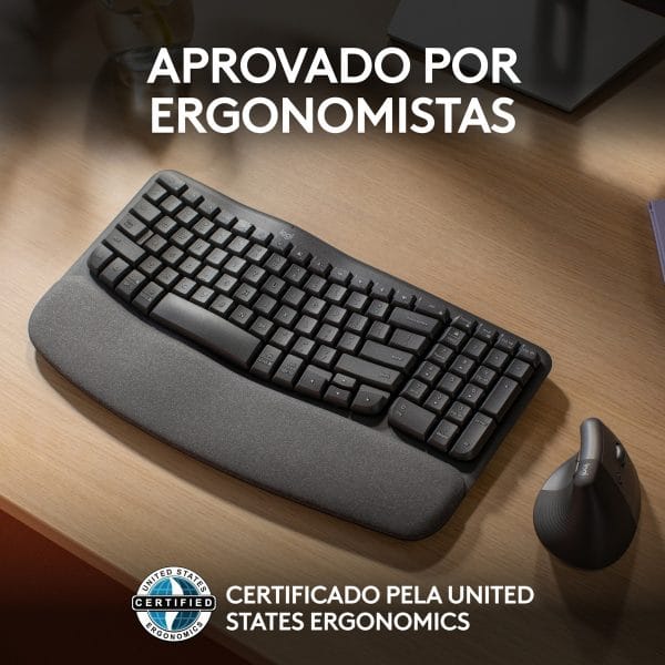 Teclado Ergonômico sem fio Logitech Wave Keys Layout US Grafite - Imagem 4