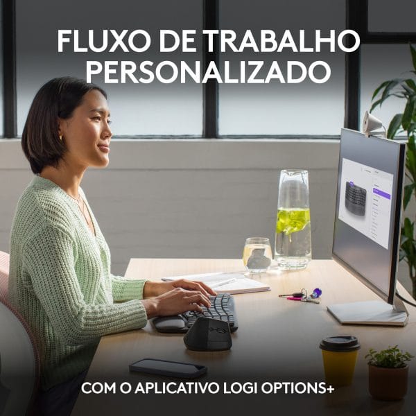 Teclado Ergonômico sem fio Logitech Wave Keys Layout US Grafite - Imagem 6