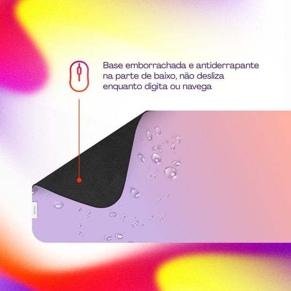 Geonav Mouse Pad Desk, Tecido sintético impermeável e antiderrapante, 80x30cm, Rosa - Imagem 4