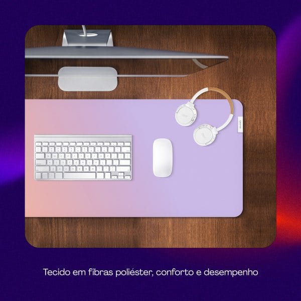 Geonav Mouse Pad Desk, Tecido sintético impermeável e antiderrapante, 80x30cm, Rosa - Imagem 6