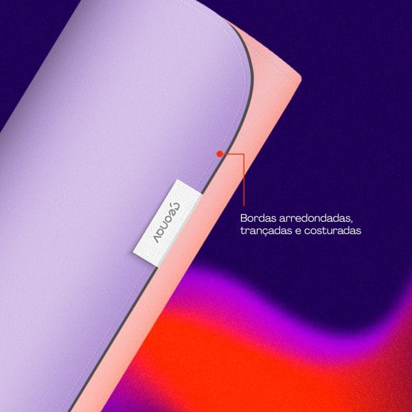 Geonav Mouse Pad Desk, Tecido sintético impermeável e antiderrapante, 80x30cm, Rosa - Imagem 3