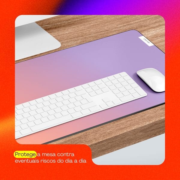 Geonav Mouse Pad Desk, Tecido sintético impermeável e antiderrapante, 80x30cm, Rosa - Imagem 7
