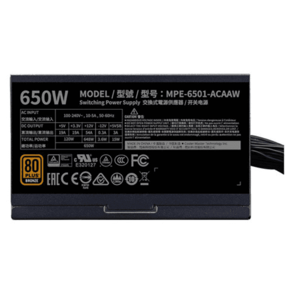 Fonte Cooler Master Masterwatt 650W Bronze 80 Plus, MPX-6501-AMAAB-WO - Imagem 6