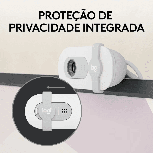 Webcam Full HD Logitech Brio 100 com Microfone Integrado, USB-C - Branco - Imagem 2