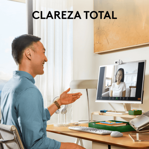 Webcam Full HD Logitech Brio 100 com Microfone Integrado, USB-C - Branco - Imagem 7