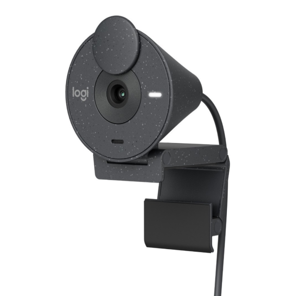 Webcam Full HD Logitech Brio 300, Proteção de Privacidade e Conexão USB-C- Grafite
