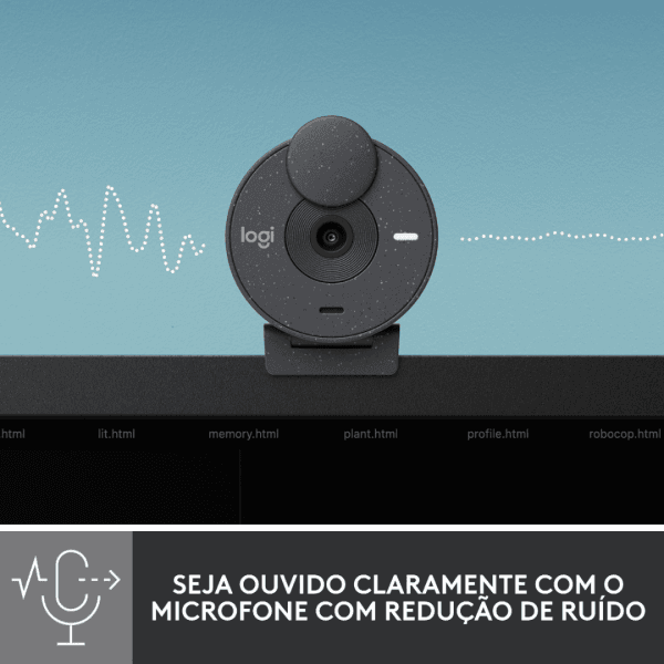 Webcam Full HD Logitech Brio 300, Proteção de Privacidade e Conexão USB-C- Grafite - Imagem 3