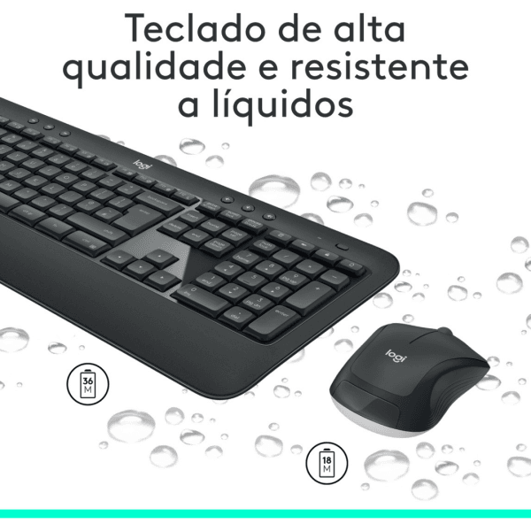 Combo Teclado e Mouse sem fio Logitech MK540 Conexão USB ABNT2 - Imagem 2
