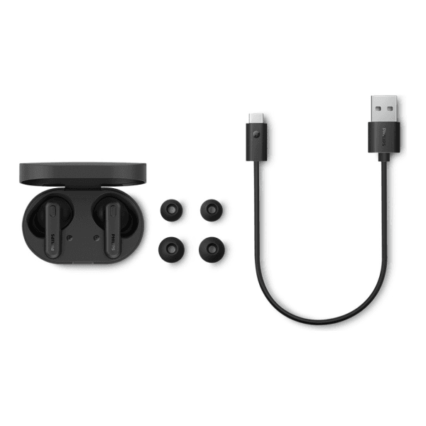 Fone de ouvido sem fio TWS Philips TAT1108BK/00 com microfone, cor preto - Imagem 3