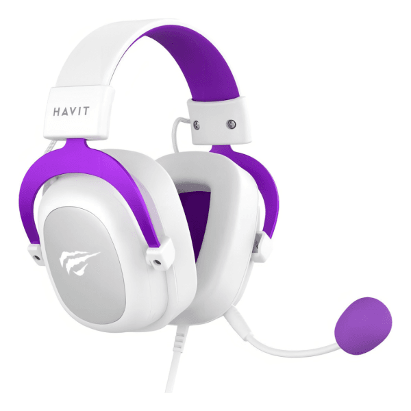 Fone de Ouvido Gamer Havit HV-H2002d com Microfone BRANCO COM ROXO