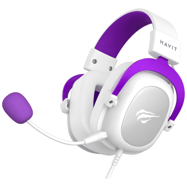 Fone de Ouvido Gamer Havit HV-H2002d com Microfone BRANCO COM ROXO - Imagem 2