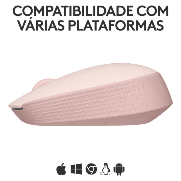 Mouse sem fio Logitech M170 Conexão USB Rosa - Imagem 2