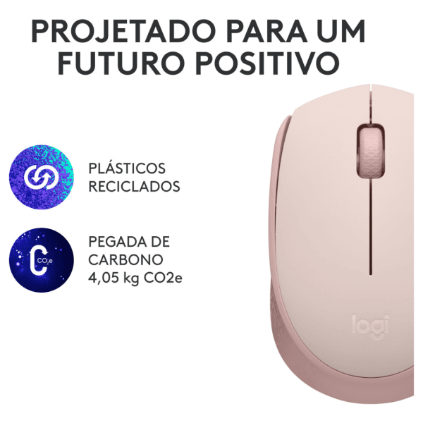 Mouse sem fio Logitech M170 Conexão USB Rosa - Imagem 4