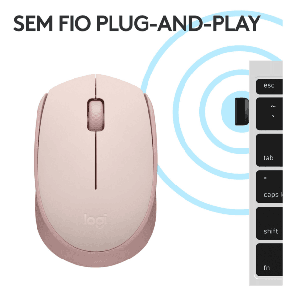Mouse sem fio Logitech M170 Conexão USB Rosa - Imagem 6