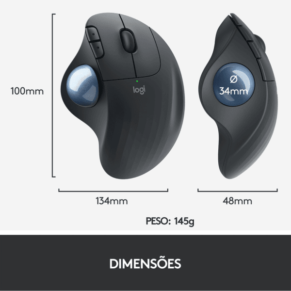 Mouse sem fio Logitech Trackball ERGO M575 Conexão Bluetooth/USB - Imagem 7