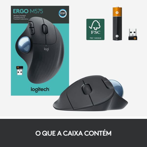 Mouse sem fio Logitech Trackball ERGO M575 Conexão Bluetooth/USB - Imagem 2