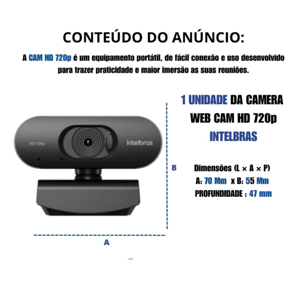 Webcam HD CAM 720p Preto Intelbras - Imagem 5