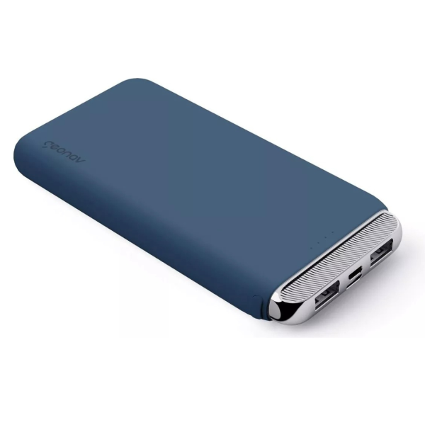 Geonav Power Bank, Universal 12.000 mAh, 2 Saídas USB + 1 Saída USB-C, Azul Marinho