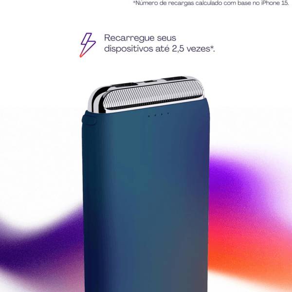Geonav Power Bank, Universal 12.000 mAh, 2 Saídas USB + 1 Saída USB-C, Azul Marinho - Imagem 5
