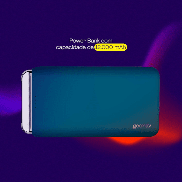 Geonav Power Bank, Universal 12.000 mAh, 2 Saídas USB + 1 Saída USB-C, Azul Marinho - Imagem 6