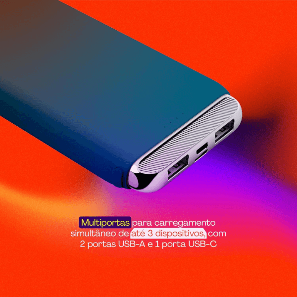 Geonav Power Bank, Universal 12.000 mAh, 2 Saídas USB + 1 Saída USB-C, Azul Marinho - Imagem 7