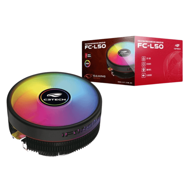 Cooler Fan C3Tech Gaming FC-L50RGB para Processador CPU AMD e Intel RGB