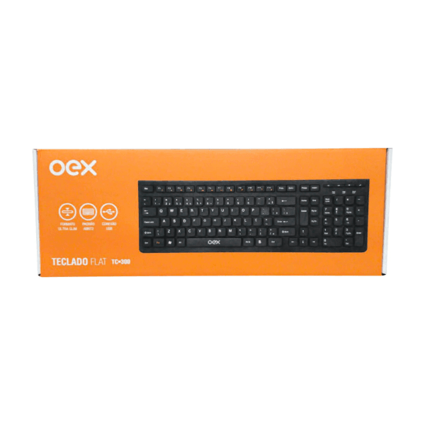 OEX Teclado multimídia com fio Flat TC300-104 Teclas - Preto - Imagem 2