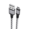 Geonav Cabo Micro USB, nylon trançado, para dispositivo Android e acessórios, 1,5 MT, Cinza