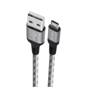 Geonav Cabo Micro USB, nylon trançado, para dispositivo Android e acessórios, 1,5 MT, Cinza
