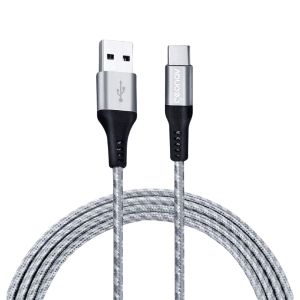 Geonav Cabo USB-C (tipo C) para USB, carregamento rápido, nylon trançado, 1,5MT, Cinza/Branco