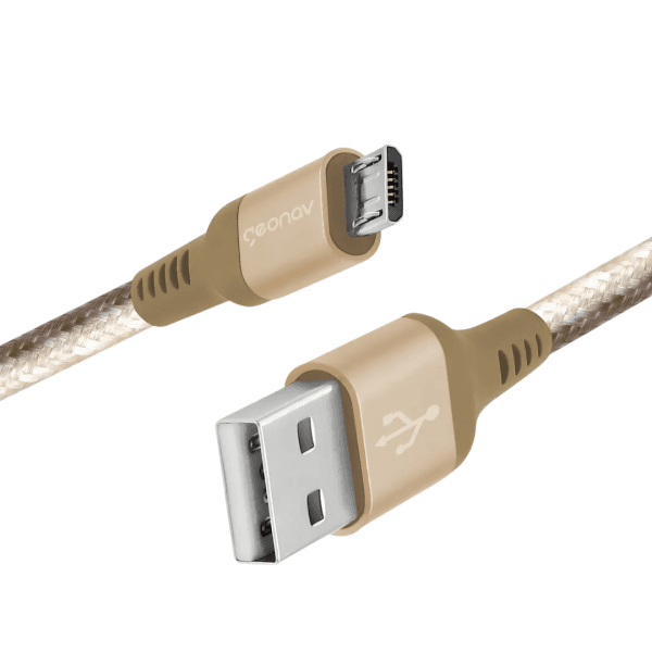Geonav Cabo micro usb, nylon trançado, 1MT, Dourado - Imagem 2