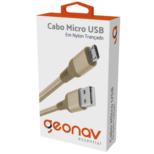 Geonav Cabo micro usb, nylon trançado, 1MT, Dourado - Imagem 3