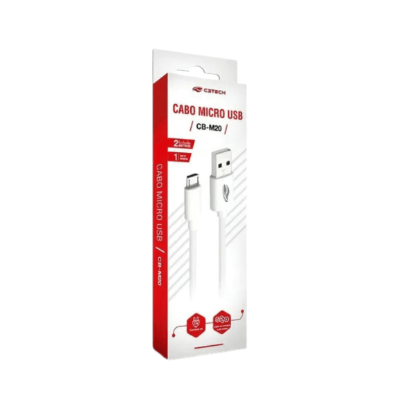 Cabo USB para USB-c C3Tech, Branco - 2 Metros Corrente de 3A