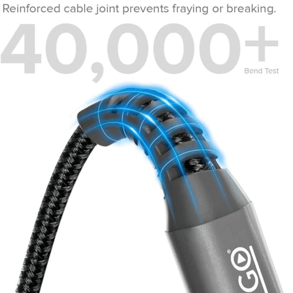 Cabo USB-C I2GO 2m 2,4A Nylon Trançado Chumbo - I2GO PRO - Imagem 2