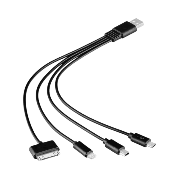 Cabo USB 4 Em 1 Micro USB, Lightning, Type C e 30 pinos Newlink, Preto